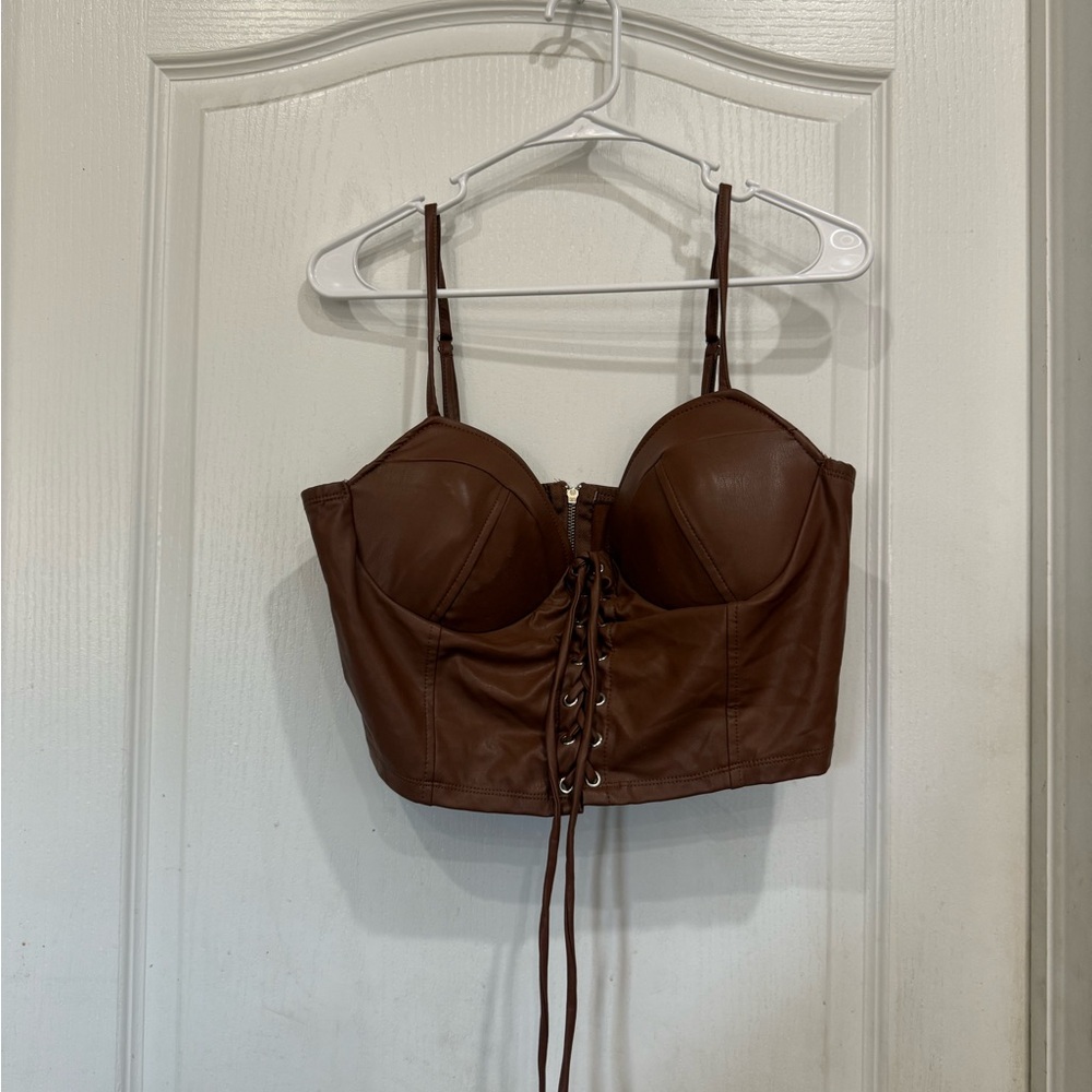 Boohoo Chocolate Brown Bustier Top